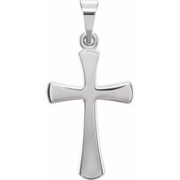 14K White 19.3x11.4 mm Cross Pendant